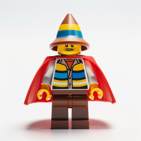 the photo showcases the largest rendition of the wizard of oz in lego form. the expressive character designs, striped and polychrome terracotta, along with the topcor 58mm f14 lens, capture the vibrant and energetic essence of the scene. the stylish costume design and inclusion of symbolic elements add depth to this colorful display. ai generatedの素材