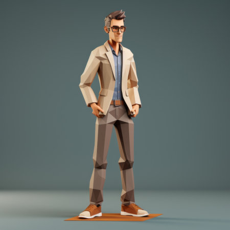 a high detailed 3d low-poly design showcases a customer writer character with minimalistic shapes and clean geometry. the design is optimized for efficiency and light weight, featuring sharp contrast and bold colors. with a 45-degree angle, the design offers fine details and realistic surface materials. the image is isolated with a white pastel background, providing a modern and clean aesthetic. ai generatedの素材