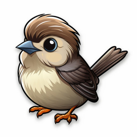 the cute bird with crossed feet stands in a dark beige and light azure style, showcasing 2d game art. this photo, with its shiny eyes and vibrant birdlife, is perfect for tattoo-inspired designs. it is available under a creative commons attribution license, making it a great choice for various creative projects. ai generatedの素材