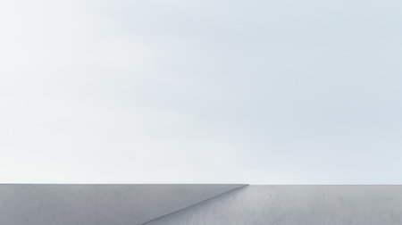 an elderly person standing on a slender platform, suspended high above the ground, in a surreal, minimalist environment. the image features a minimal color palette, with shades of gray and a single striking accent color, highlighting the contrast between the figure and the surrounding space. the photo evokes feelings of isolation, contemplation, and self-exploration in a vast and empty universe. ai generatedの素材