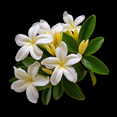 a stunning jasminum primulinum flower is captured in this hyper-realistic, high-definition photo. the vibrant colors, intricate details, and unique beauty of the flower are showcased against a clean white background with no shadow. this photo was taken using a nikon d850 dslr camera and a 105mm macro lens at f/11, iso 200, and a shutter speed of 1/125 to ensure maximum detail and resolution. aiの素材