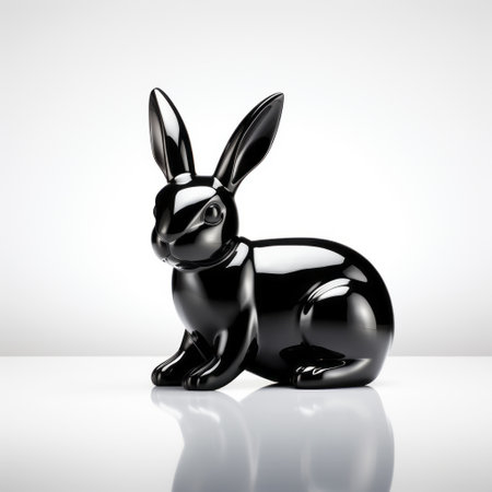 a sleek and polished black rabbit icon with refined lines and precise details, exuding strength and determination, stands out elegantly against a clean white background. ai generatedの素材