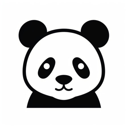 a simple black line icon of a panda, designed with clean and evenly spaced shapes, without any excess vector dots. this minimalist icon is perfect for various design purposes and stands out on a white background. ai generatedの素材