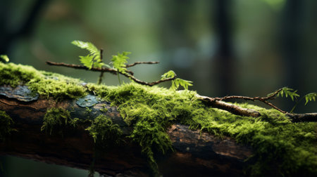 a photo showcasing the abstract beauty of a forest, highlighting the textures and patterns formed by fallen leaves, moss, and branches. through macro photography techniques, the details are captured from various angles and compositions, resulting in visually striking images with enhanced earthy tones. ai generatedの素材