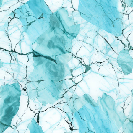 blue marble pattern created by rahima on spoonflower custom fabric. this design features a combination of light emerald and dark cyan colors, with a cracked, liquid emulsion printing style. the pattern showcases textured organic forms in light sky-blue and black, against minimalist backgrounds. the use of glass as a material adds a unique touch to this visually appealing design. ai generatedの素材