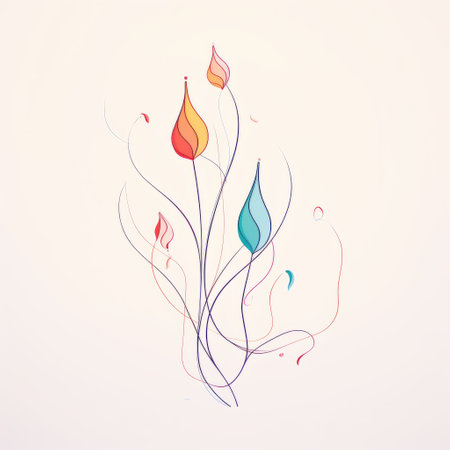 abstract floral digital design print poster featuring simple and colorful illustrations inspired by art nouveau. the flowing lines and delicate pencil sketches create a sense of elegance, while the colorful minimalism and flowing silhouettes add a modern touch. the light use of color enhances the overall aesthetic, resembling embroidery art. ai generatedの素材