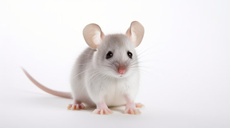 the photo features a light gray and white mouse with shiny eyes. this adorable petcore mouse has a kimoicore appearance, with a combination of white and magenta colors. the gray and amber tones add a touch of elegance to this mouse, reminiscent of the artistic style of jean fouquet. ai generatedの素材