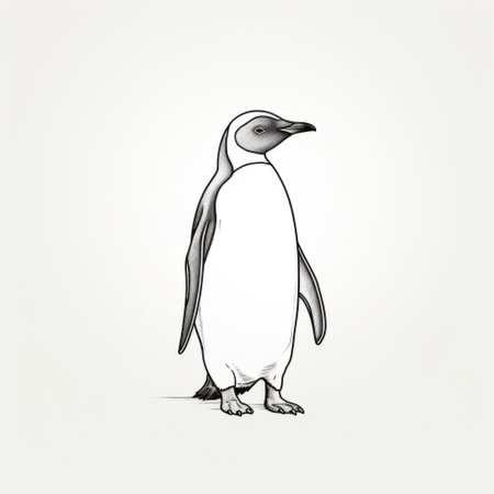 a minimalist one-line drawing of a penguin, featuring a clean black outline on a white background. this simple and minimalistic artwork captures the essence of the penguin's figure with a single continuous line, showcasing the beauty of one-line drawing. ai generatedの素材