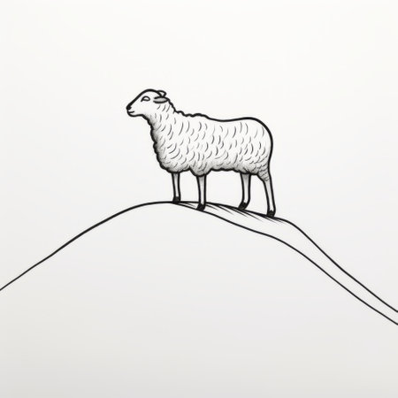 sheep on the hill, depicted in one-line drawings inspired by the style of alasdair mclellan. these handcrafted objects showcase contemporary animal sculptures reminiscent of lowell herrero's work. the scene comes to life through hand-drawn animation, capturing the essence of the sheep with flowing lines, just like the artistry of brian mashburn. ai generatedの素材