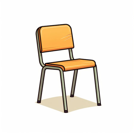 a cartoon orange chair is depicted on a white canvas, creating a color isolated image. this isolated icon stands out against a white background, showcasing the unique style of the helsinki school. the chair is adorned in dark bronze and yellow tones, giving it a retro vibe. the artwork exudes elements of the ashcan school, with a deteriorated appearance that adds a precise and sharpの素材