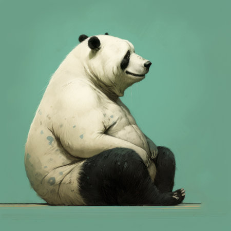 a panda and a big dane are captured in a side view shot. the dane is sitting and looking towards his right with a happy expression. the illustration style resembles the works of oliver jeffers and vintage book illustrations. this detailed digital illustration showcases elements of magic realism and storybook illustration. it is an official art piece in 8k full hd resolution. ai generatedの素材