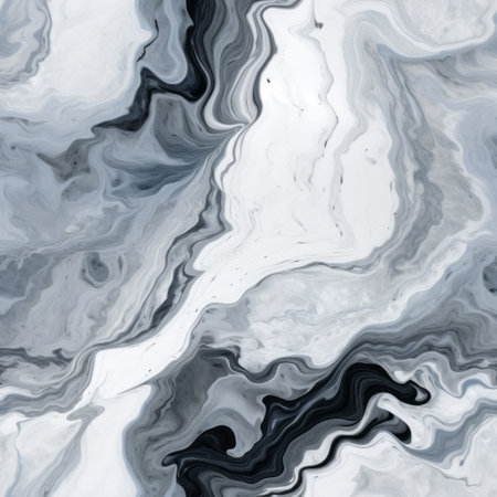 an abstract wall background illustration featuring fluid organic forms made of marble. the monochrome palette and monochromatic paintings create a mesmerizing effect. the artwork showcases fluid formations and blink-and-you-miss-it details. thick paint layers add depth to the organic and flowing forms. ai generatedの素材
