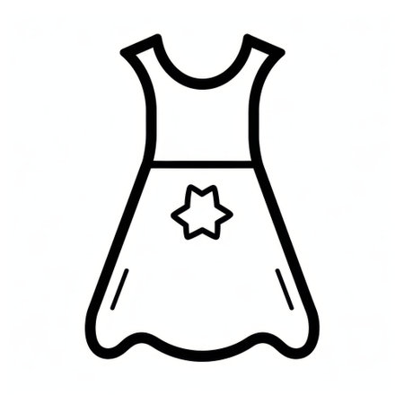 a dress design icon is depicted in this high-resolution vector illustration. the design is outlined and inspired by the artistic styles of takashi murakami, folknave, and childlike wonder. this creative commons attribution artwork showcases a unique and captivating aesthetic. ai generatedの素材