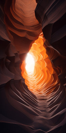 antelope canyon, captured in stunning 8k resolution, showcases the mesmerizing beauty of nature. the sunlight streaming through the canyon creates a surreal ambiance, blending realism with a touch of zen buddhism influence. the organic architecture of the canyon, reminiscent of ernesto neto's style, is beautifully rendered in octane, with a color palette of light black and amber. ai generatedの素材