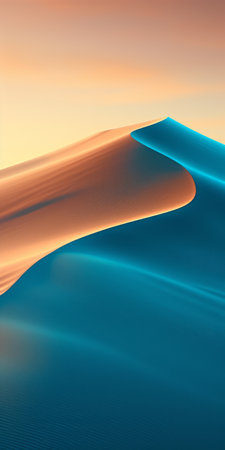 a photo of 3x wallpaper sand dunes in the blue sky, featuring color-blocking abstraction in light orange and dark blue. this conceptual digital art, rendered in cinema4d, showcases nature-inspired abstractions and fluid photography. the result is a captivating piece of generative art. ai generatedの素材