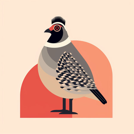 a black and red bird, reminiscent of pigeoncore and ndebele art, is captured in a stylized portrait against a vibrant pink background. the flat illustration style enhances the unique character design, showcasing the bird's realistic features in light gray and brown tones. ai generatedの素材