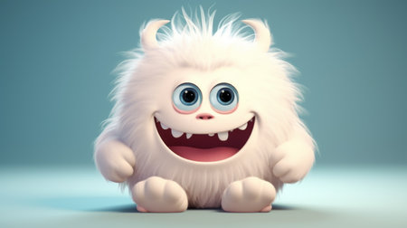 a 3d cartoon white monster with big eyes and huge brown eyes, perfect for printing. this adorable creature is created in the style of atey ghailan, dmitry vishnevsky, and maurice sendak. with 32k uhd resolution and rtx on, it captures the essence of suburban ennui while embodying the mythical charm of a manticore. ai generatedの素材