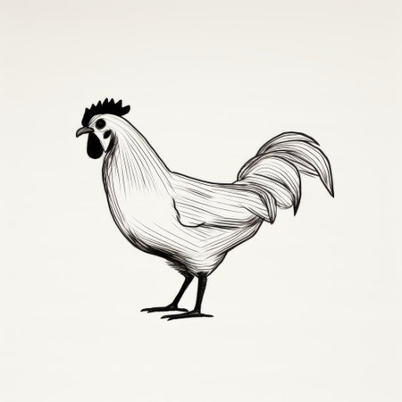 a sketch illustration of a bird silhouette with a vibrant feathered body, showcasing the aesthetics of the farm security administration style. the artwork features a combination of dark white and light gray tones, along with grotesque caricatures and detailed line work. the hyper-realistic animal illustrations are enhanced by minimalistic brushstrokes and engraved line-work. ai generatedの素材