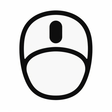 a simple black line icon of a mouse on a white background. this icon design features evenly spaced shapes and a clean appearance, with no excess vector dots. perfect for use in name designs and other projects requiring a sleek and minimalistic icon. ai generatedの素材