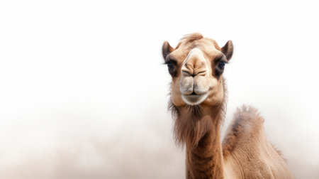 a desert camel wallpaper featuring emotive facial expressions, created with mist and showcasing social media portraiture. this whimsical gag-humour image is captured using a wide-angle lens, resulting in a glossy finish. it is available under the creative commons attribution license. ai generatedの素材