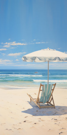 a photorealistic painting of a beach on the southern coast of the us. the painting showcases a light sky-blue and light white color palette, capturing the playful still life of the australian landscape. with solarizing mastery and high resolution, this artwork evokes a romantic emotivity. ai generatedの素材
