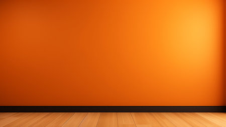 an orange wall and wooden floor create a vibrant and lively atmosphere in a room. the style of physically based rendering enhances the 8k resolution, while the low depth of field adds a touch of artistic simplicity. the combination of dark bronze and orange colors gives the space a warm and inviting feel. perfect for a website or any design project. ai generatedの素材