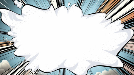 a comic pop art white cloud illustration vector featuring bold manga lines and narrative paneling. this digitally enhanced artwork showcases an empty space with 32k uhd resolution. the vibrant colors and captivating happenings make this piece truly beautiful. ai generatedの素材