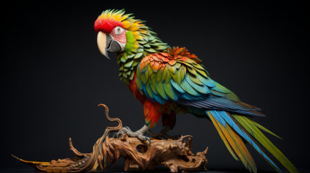 a vibrant and characterful parrot sculpture for instagram, featuring 3d animated illustrations in a vector format. this unique artwork, inspired by the styles of kim keever and peter coulson, showcases vibrant colors found in nature. with precisionist art techniques, this eco-friendly crafted sculpture captures the essence of animal portraits. available in both vector and jpg formats. ai generatedの素材