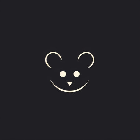 a golden smiley bear symbol logo illustration, featuring a monochromatic minimalist portrait style. the artwork creates a dark atmosphere with light black and light beige tones. inspired by the criterion collection, this playful and whimsical depiction showcases a mischievous feline motif alongside other animals. ai generatedの素材