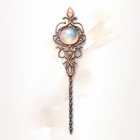 a decorative pendant with a turquoise stone, showcasing the intricate pen illustrator style. this ethereal fantasy piece is reminiscent of sepia-toned necronomicon illustrations. the pendant is adorned with light pink and light bronze accents, adding an elegant touch to its realistic design. perfect for a handheld accessory. ai generatedの素材