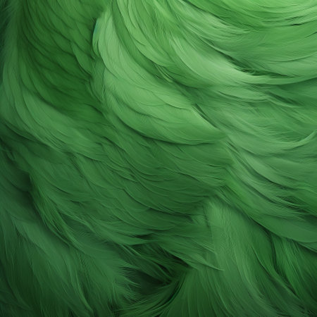 a 1080p wallpaper featuring a green feather design inspired by the style of sony alpha a7 iii. created using zbrush and digital art techniques, this wallpaper showcases dusty piles and life-like avian illustrations. with a monochromatic color scheme and chromatic intensity, it adds a touch of elegance to any device or screen. ai generatedの素材