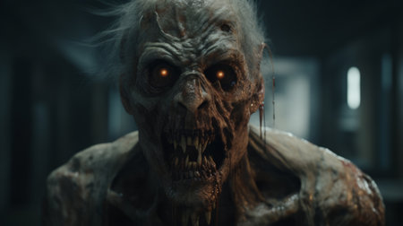 a scarecrow from a live-action halloween movie, featuring meticulously rendered linework and distinct facial features. created in the style of unreal engine with rtx technology, this scarecrow embodies the essence of zombiecore. its blink-and-you-miss-it details and precise craftsmanship are brought to life through the use of octane render. ai generatedの素材