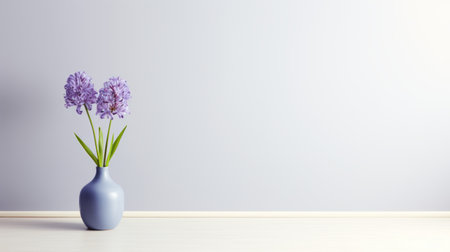 a hyacinth flower stands gracefully in the center of an empty room. this captivating image captures the essence of abstract minimalism, with its clean lines and simplicity. the photo, in 32k uhd resolution, showcases the beauty of playful minimalism and minimalist ceramics. it is a stunning example of post-minimalism, perfect for those who appreciate the art of simplicity. ai generatedの素材