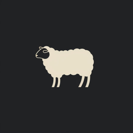 a sheep is depicted on a small black t-shirt, against a black background. the design showcases vintage graphic elements with a touch of light beige and white. the image is presented in 8k resolution, highlighting its high-quality details. the overall aesthetic is characterized by simple minimalism, reminiscent of the criterion collection. the sheep stands out in its ivory color against the dark backdrop. ai generatedの素材