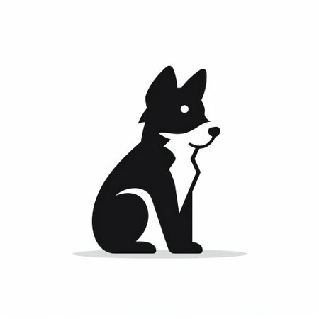 a minimalistic vector icon of a sitting dog in a side view. this flat icon features a solid black fill and is isolated on a white background. the icon represents puppywhines in a sitting pose, with a simple and clean design. ai generatedの素材