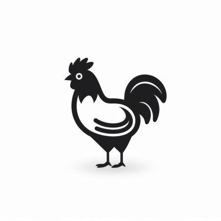 chicken vector icon on a white background. this 2d lineal icon is created by flaticon and dribbble, and can be found in high definition on behance. it was made using figma, adobe xd, and sketch. the design is crisp and pixel-perfect, with a minimalistic black colored outline style, showcasing a simplistic and elegant design. perfect for ux and ui projects. ai generatedの素材