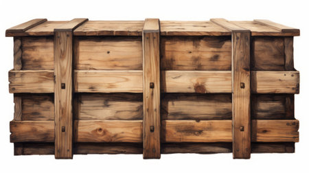 a rustic wooden box, reminiscent of the style of robert bechtle, stands isolated on a white background. this piece draws inspiration from monumental ink paintings by phyllida barlow and realistic oil paintings by jake wood-evans. it is available under a creative commons attribution license and is perfect for large-scale murals. ai generatedの素材