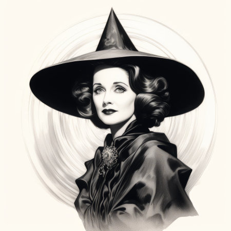 madonna as dora the hatter, a captivating art piece by paula ewington. this artwork, created in the style of ambient occlusion, showcases a dark and mysterious atmosphere with a combination of deep black and amber tones. inspired by film noir and witchy academia, the piece features a shiny and glossy finish achieved through skillful airbrushing techniques. this artwork was commissioned for a special project. aiの素材