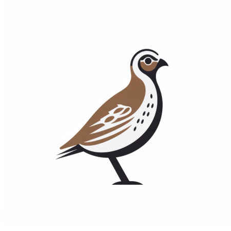 a pheasant logo is showcased on a white background, featuring a charming character illustration style. the logo incorporates dark white and brown colors, inspired by liam gillick's traditional oceanic art. with its eye-catching design, the logo stands out with bold outlines and flat shapes. ai generatedの素材