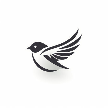 a black flock of birds logo with a distinctive character design, featuring smooth and curved lines in the style of dark white and light white. this graphic design-inspired illustration showcases eye-catching details and innovative page design, with high-contrast shading. ai generatedの素材