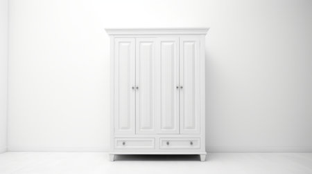 a chic and simple iron wardrobe piece with an italian aesthetic is showcased in this 4k resolution image. the piece, with its sleek design, is captured from both the side and front views against a clean white background. ai generatedの素材