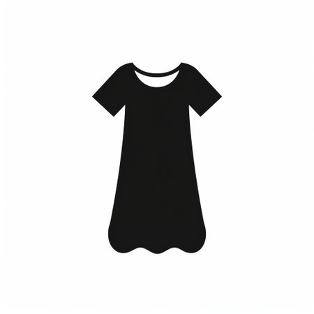 a black dress with a scalloped outline is showcased on a white background. this minimalist digital style incorporates elements of gender-bending iconography, simplistic cartoons, warmcore aesthetics, sheet film photography, the artistic influence of masaccio, and flat forms. ai generatedの素材