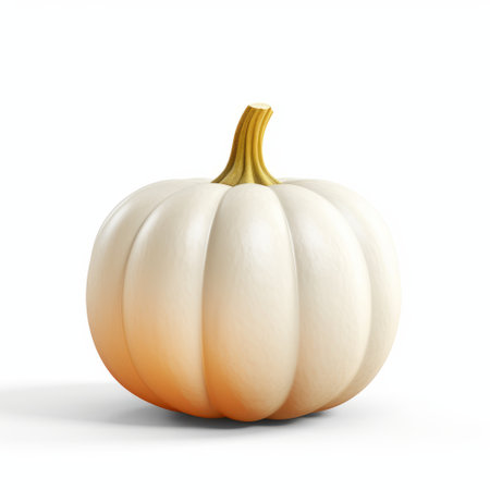 a pumpkin, in the style of zbrush, is isolated on a white surface. the pumpkin features ivory tones with subtle color variations, creating visual puns. the lighting enhances the white and clean aesthetic, reminiscent of xbox 360 graphics. the image is developed using the caffenol method. ai generatedの素材