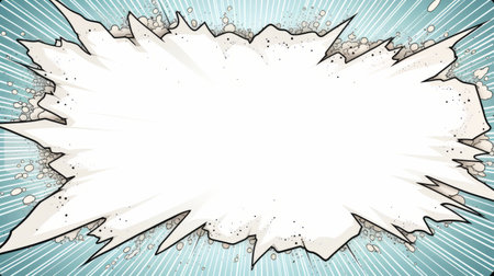 a comic art pop art abstract background in a vector format, featuring a light blue and beige color scheme. the artwork has clear edge definition and showcases post-apocalyptic backdrops. inspired by ssaku hanga, the design incorporates empty space and a matte photo finish, reminiscent of a storybook illustration. ai generatedの素材