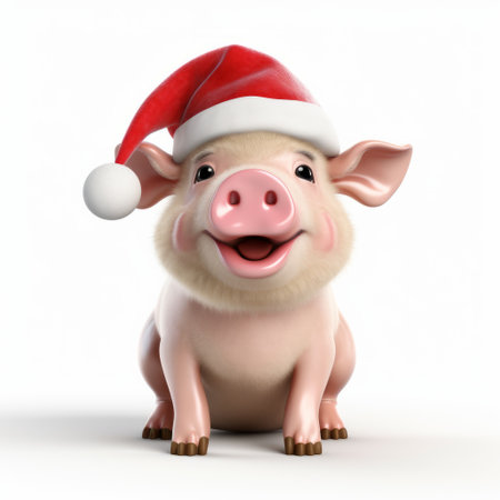 a christmas pig wearing a santa hat is featured in this high-definition stock photo. the image is created in the style of zbrush and inspired by the works of naoto hattori. it is available under the creative commons attribution license and was captured by lilia alvarado, an associated press photographer. the photo beautifully depicts animals and showcases the artistic talent of peter bagge. ai generatedの素材