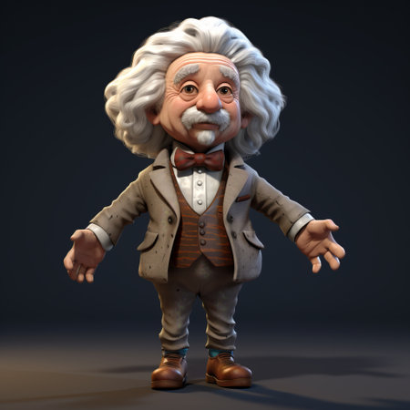 the montana3d albert samuel einstein 3d models showcase cartoonish character designs inspired by 19th-century style. these models capture lively movements and feature raw materials with textured shading. the tanbi kei style adds a unique touch to these models, making them stand out in the world of cryptid academia. ai generatedの素材