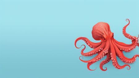 an octopus wallpaper for desktop featuring vibrant 1080p 1920x1080 images of octopuses in the ocean. the style is a combination of light crimson and sky-blue, with editorial illustrations by emek golan. the wallpaper has a matte background and a realistic yet stylized look, with minimal retouching. perfect for adding a touch of marine beauty to your desktop. ai generatedの素材