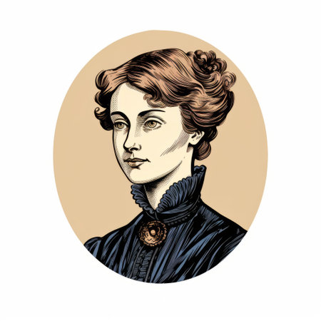 jane elizabeth thorndyke, a black and blue image, showcases a victorian-inspired illustration style. the colorized, simplified, and stylized portrait captures the essence of classic portraiture. the detailed engraving adds depth to this graphic illustration, which is beautifully hand-drawn. ai generatedの素材
