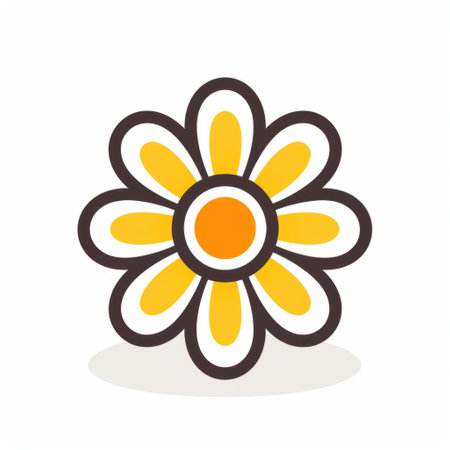 a flower logo featuring quirky cartoonish illustrations in light yellow and light orange colors. the logo is set against a white background and showcases outlined art with graphic black outlines. it incorporates personal iconography and follows a pastel color scheme. this creative commons attribution logo is visually appealing and unique. ai generatedの素材