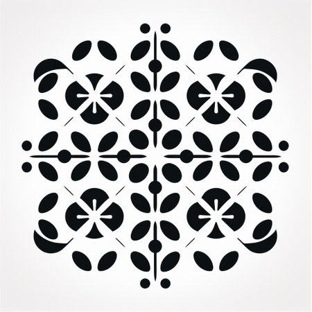vintage pattern with oriental style and black lines, featuring clean and simple designs. this monochromatic graphic design showcases minimalistic symmetry and hyperbolic expression. the tasteful use of negative space enhances the circular shapes and leaf patterns, creating a visually captivating composition. ai generatedの素材